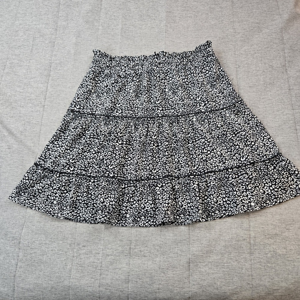 Potter's Pot Women's Elastic Waist Tiered Mini Skirt Leopard Print Size Medium